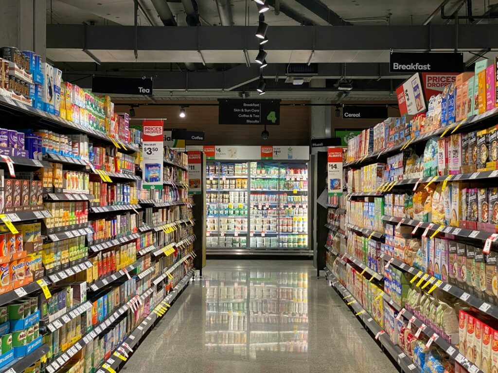 Supermarket shelves